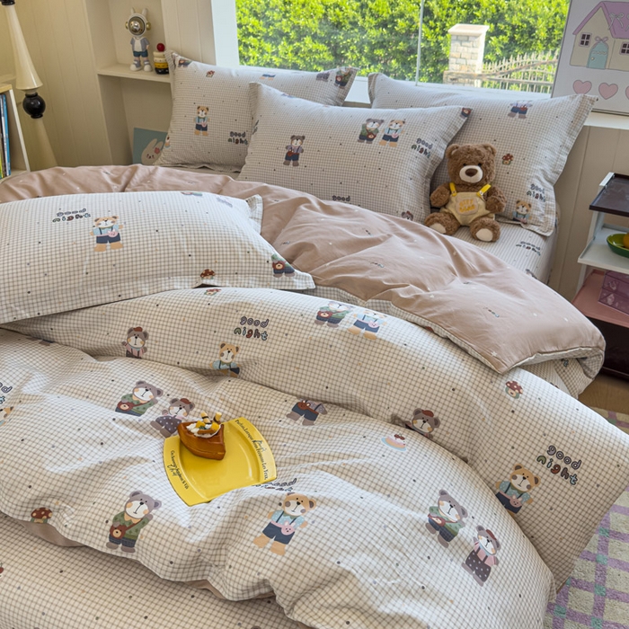 91家纺网 家纺一手货源 找家纺 绵庭家纺 2025新款秋季全棉印花单品被套 小熊系铃