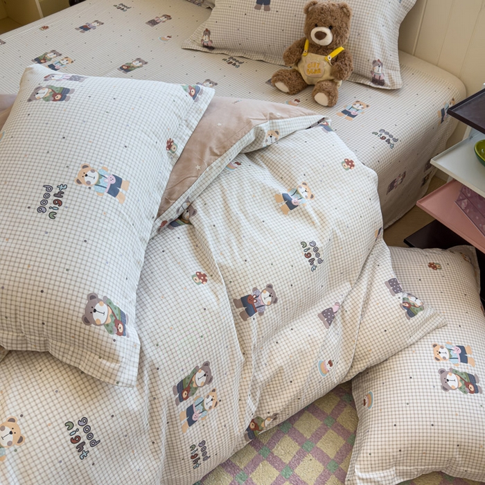 91家纺网 家纺一手货源 找家纺 绵庭家纺 2025新款秋季全棉印花单品被套 小熊系铃