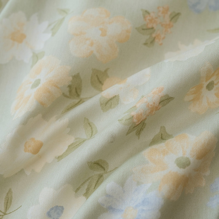 91家纺网 家纺一手货源 找家纺 绵庭家纺 2025新款秋季全棉印花单品被套 阳光花朵 绿