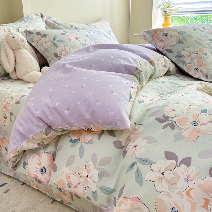 91家纺网 家纺一手货源 找家纺 绵庭家纺 2025新款秋季全棉印花单品被套 幽兰花梦兰