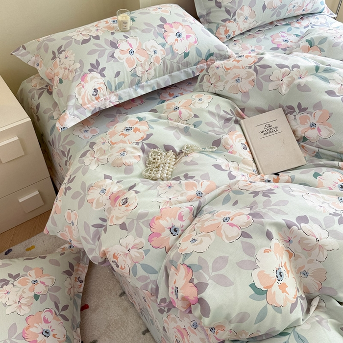 91家纺网 家纺一手货源 找家纺 绵庭家纺 2025新款秋季全棉印花单品被套 幽兰花梦兰