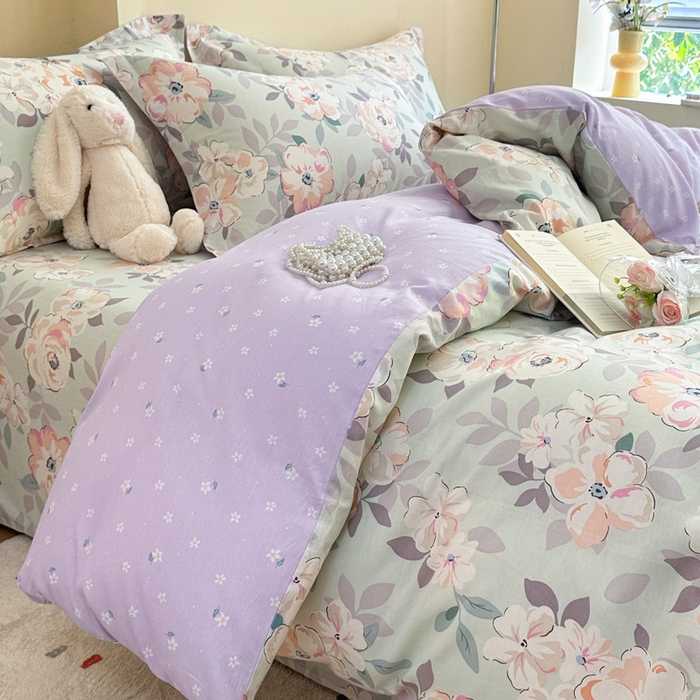 91家纺网 家纺一手货源 找家纺 绵庭家纺 2025新款秋季全棉印花单品被套 幽兰花梦兰