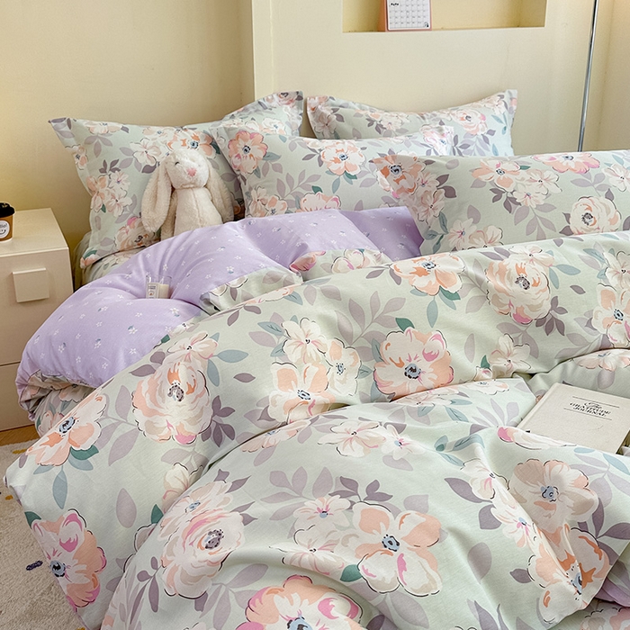 91家纺网 家纺一手货源 找家纺 绵庭家纺 2025新款秋季全棉印花单品被套 幽兰花梦兰