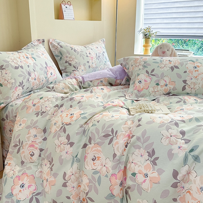 91家纺网 家纺一手货源 找家纺 绵庭家纺 2025新款秋季全棉印花单品被套 幽兰花梦兰