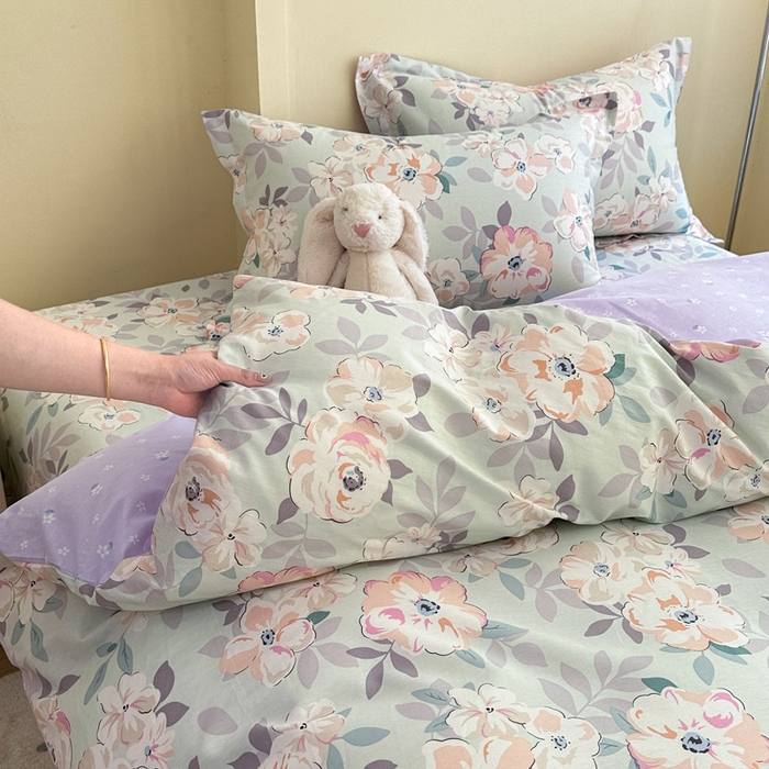 91家纺网 家纺一手货源 找家纺 绵庭家纺 2025新款秋季全棉印花单品被套 幽兰花梦兰