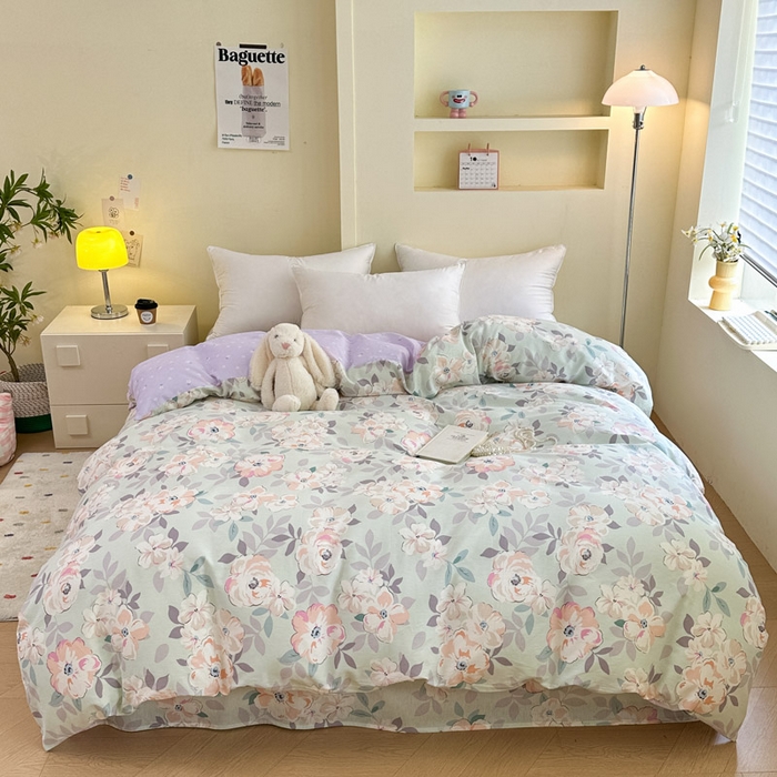 91家纺网 家纺一手货源 找家纺 绵庭家纺 2025新款秋季全棉印花单品被套 幽兰花梦兰