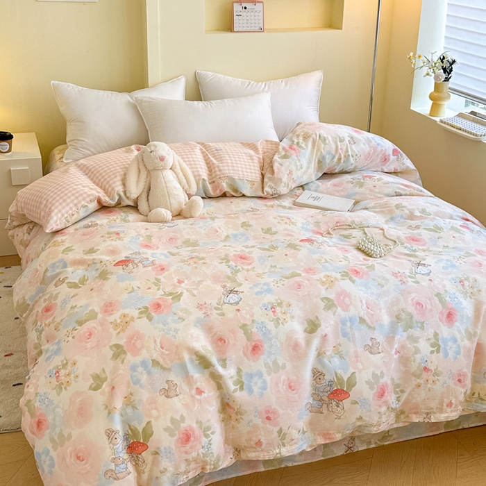 91家纺网 家纺一手货源 找家纺 绵庭家纺 2025新款秋季全棉印花单品被套 油画弦音