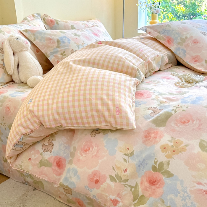 91家纺网 家纺一手货源 找家纺 绵庭家纺 2025新款秋季全棉印花单品被套 油画弦音