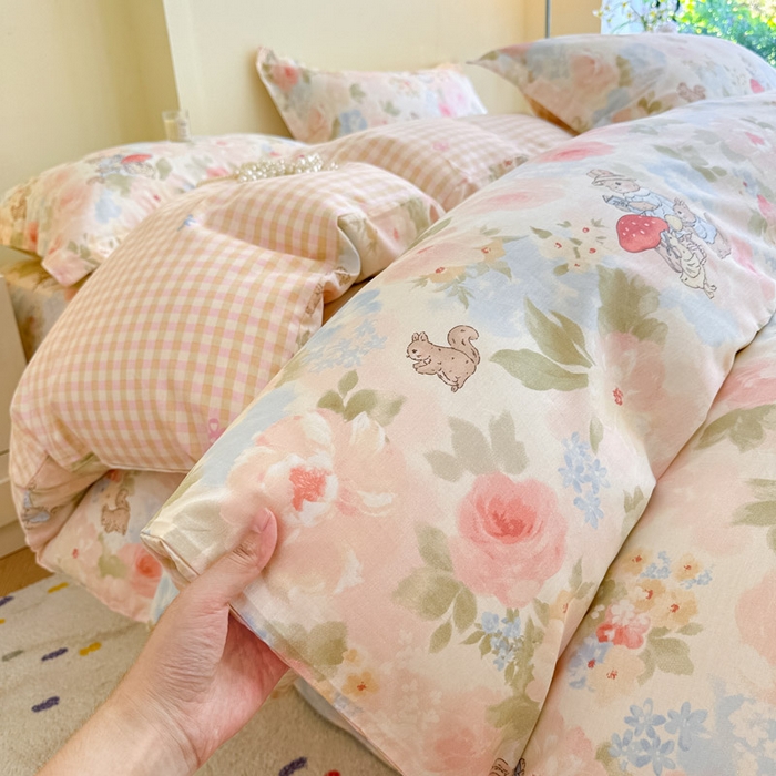 91家纺网 家纺一手货源 找家纺 绵庭家纺 2025新款秋季全棉印花单品被套 油画弦音