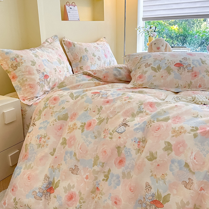 91家纺网 家纺一手货源 找家纺 绵庭家纺 2025新款秋季全棉印花单品被套 油画弦音