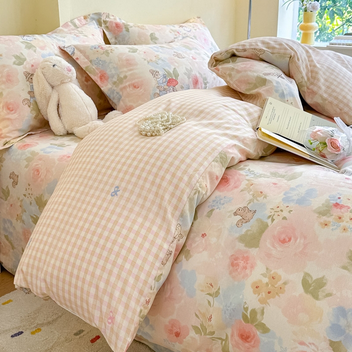 91家纺网 家纺一手货源 找家纺 绵庭家纺 2025新款秋季全棉印花单品被套 油画弦音