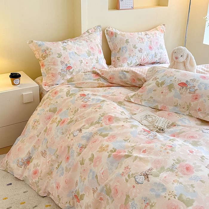 91家纺网 家纺一手货源 找家纺 绵庭家纺 2025新款秋季全棉印花单品被套 油画弦音