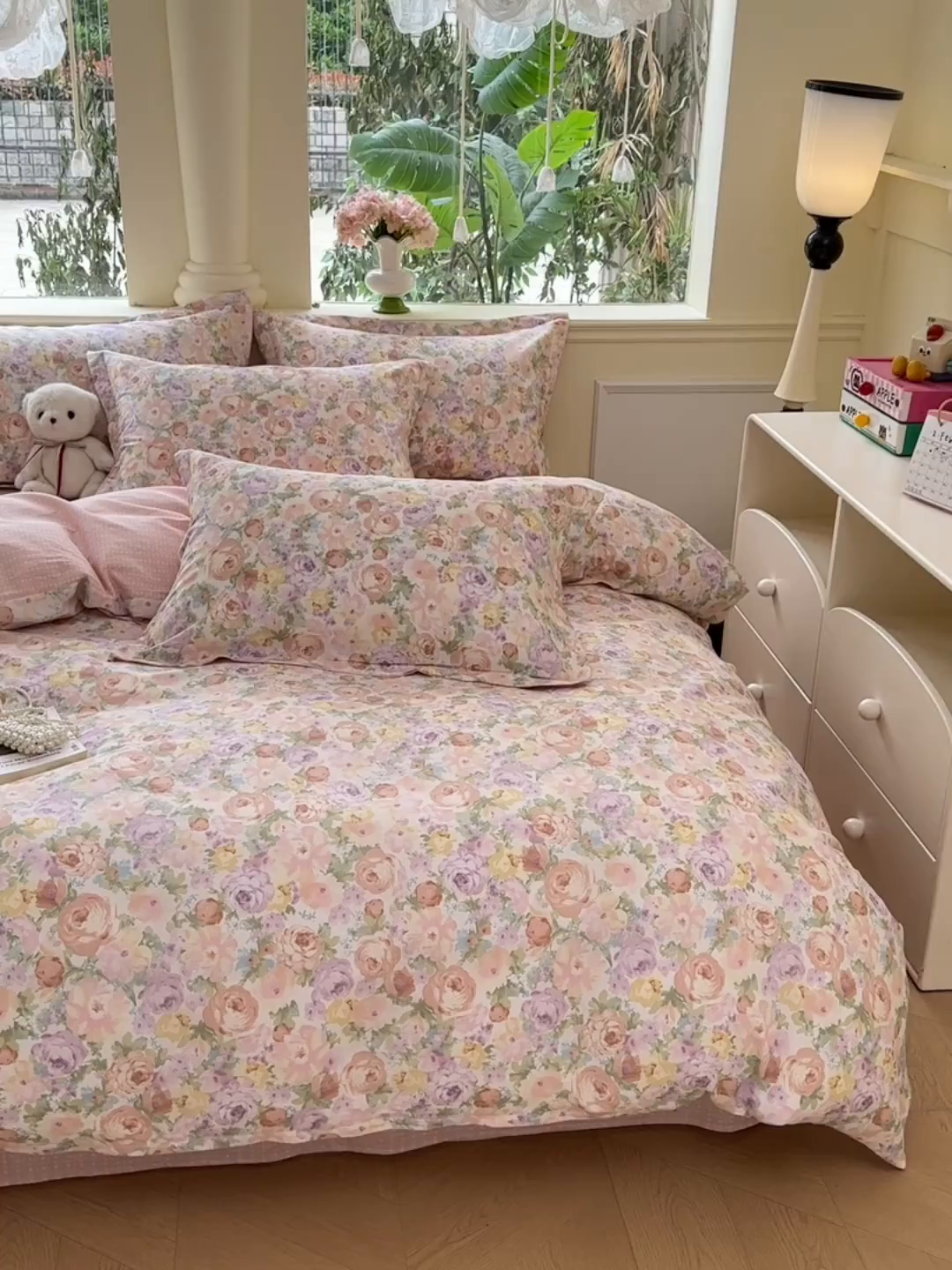 91家纺网 家纺一手货源 找家纺 绵庭家纺 2025新款秋季全棉印花单品被套 悦下花影