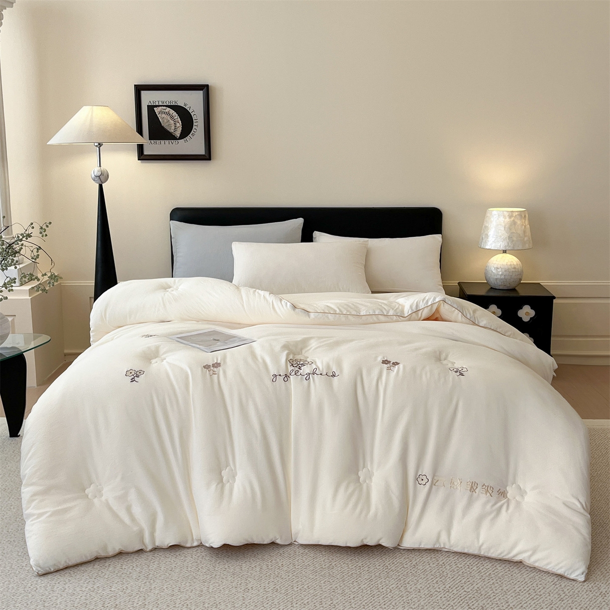 91家纺网 家纺一手货源 找家纺 梵克保罗 2025新品麻绳款绣花皱皱被 春秋被/被芯/冬被/跨境外贸 白色