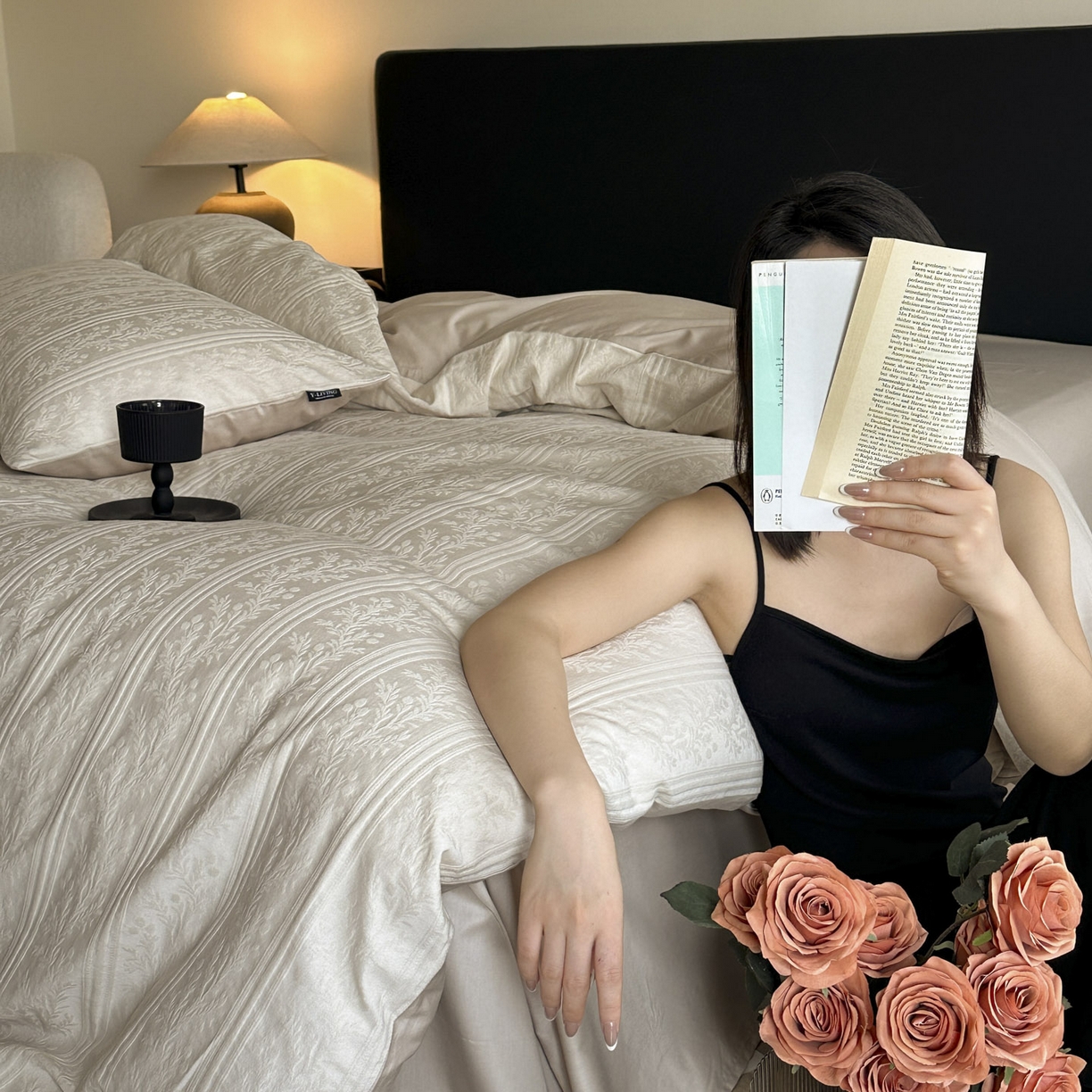 91家纺网 家纺一手货源 找家纺 宜代光年 2025新款厚织全棉大提花系列四件套 森蔓-奶白