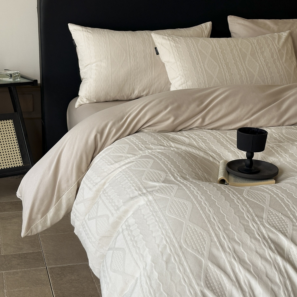 宜代光年 2025新款厚织全棉大提花系列四件套 阳光少年-奶白