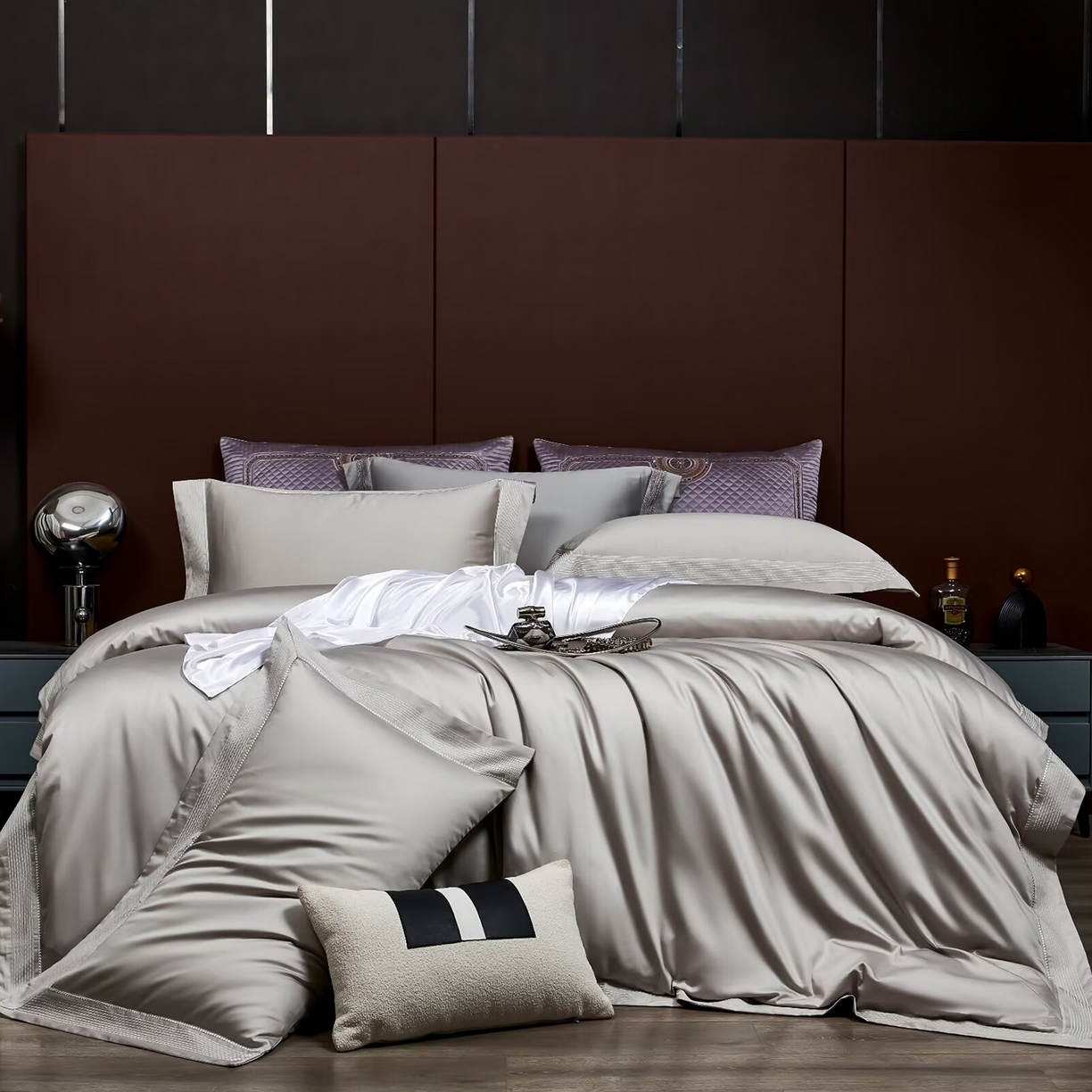 91家纺网 家纺一手货源 找家纺 玖玖爱家纺 2025新款亲肤柔软新疆长绒棉四件套-罗斯 罗斯-气质灰