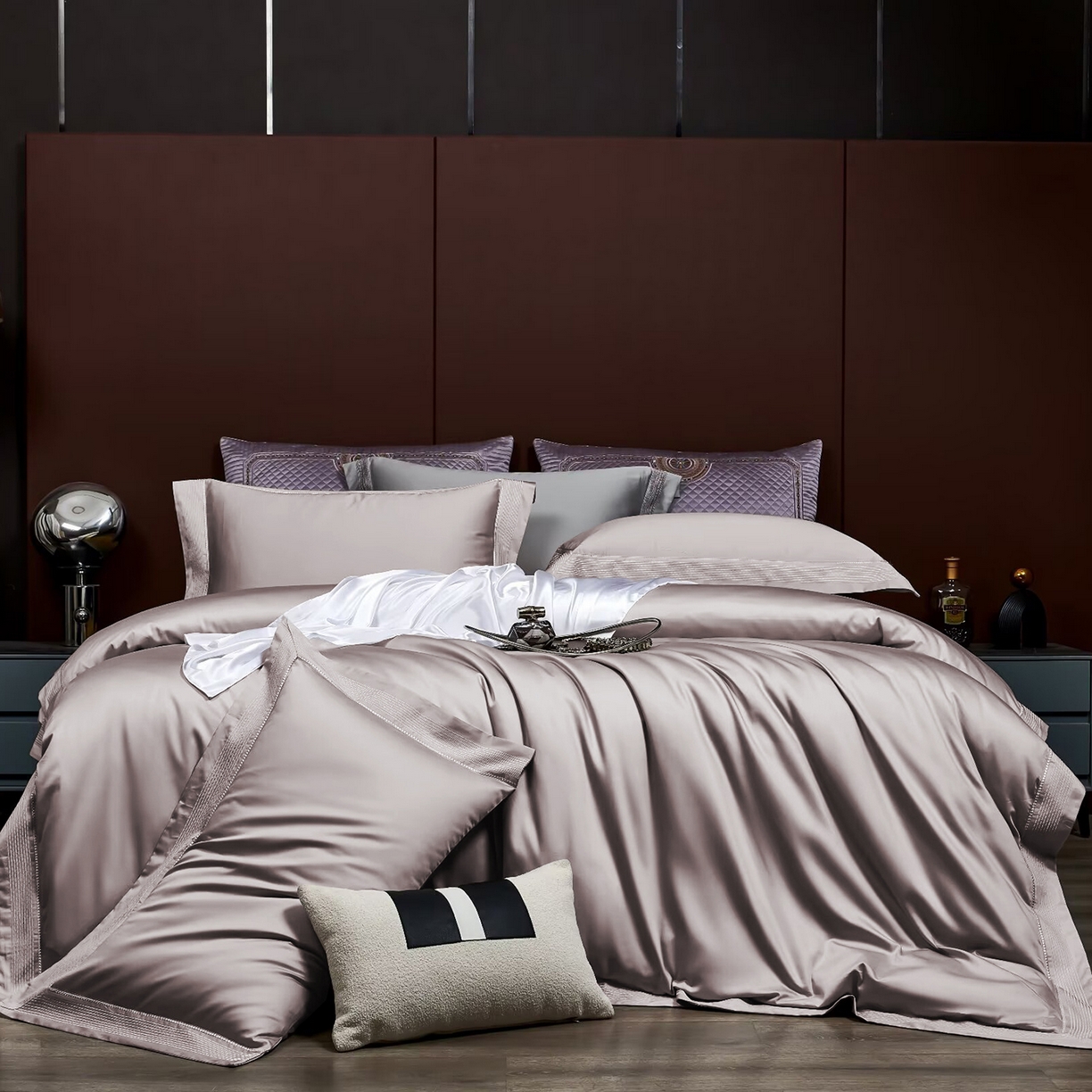 91家纺网 家纺一手货源 找家纺 玖玖爱家纺 2025新款亲肤柔软新疆长绒棉四件套-罗斯 罗斯-优雅紫