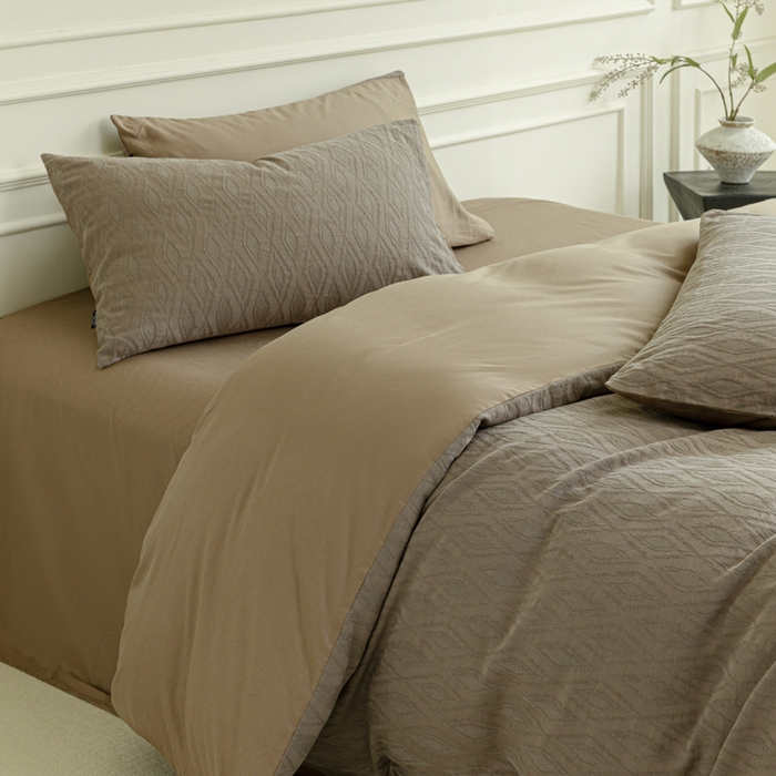 宜代光年 2025新款厚织全棉大提花系列四件套 律光-深咖