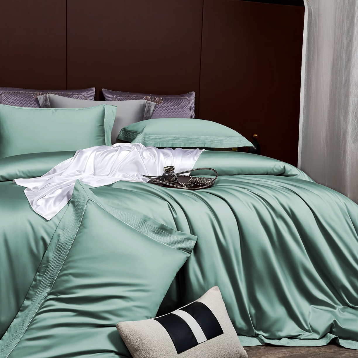 91家纺网 家纺一手货源 找家纺 玖玖爱家纺 2025新款亲肤柔软新疆长绒棉四件套-罗斯 罗斯-平坦青