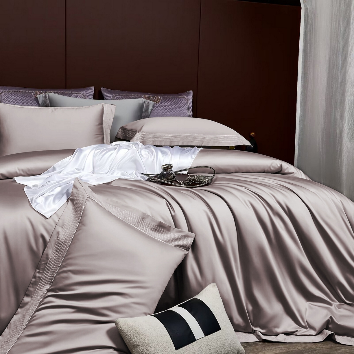 91家纺网 家纺一手货源 找家纺 玖玖爱家纺 2025新款亲肤柔软新疆长绒棉四件套-罗斯 罗斯-优雅紫