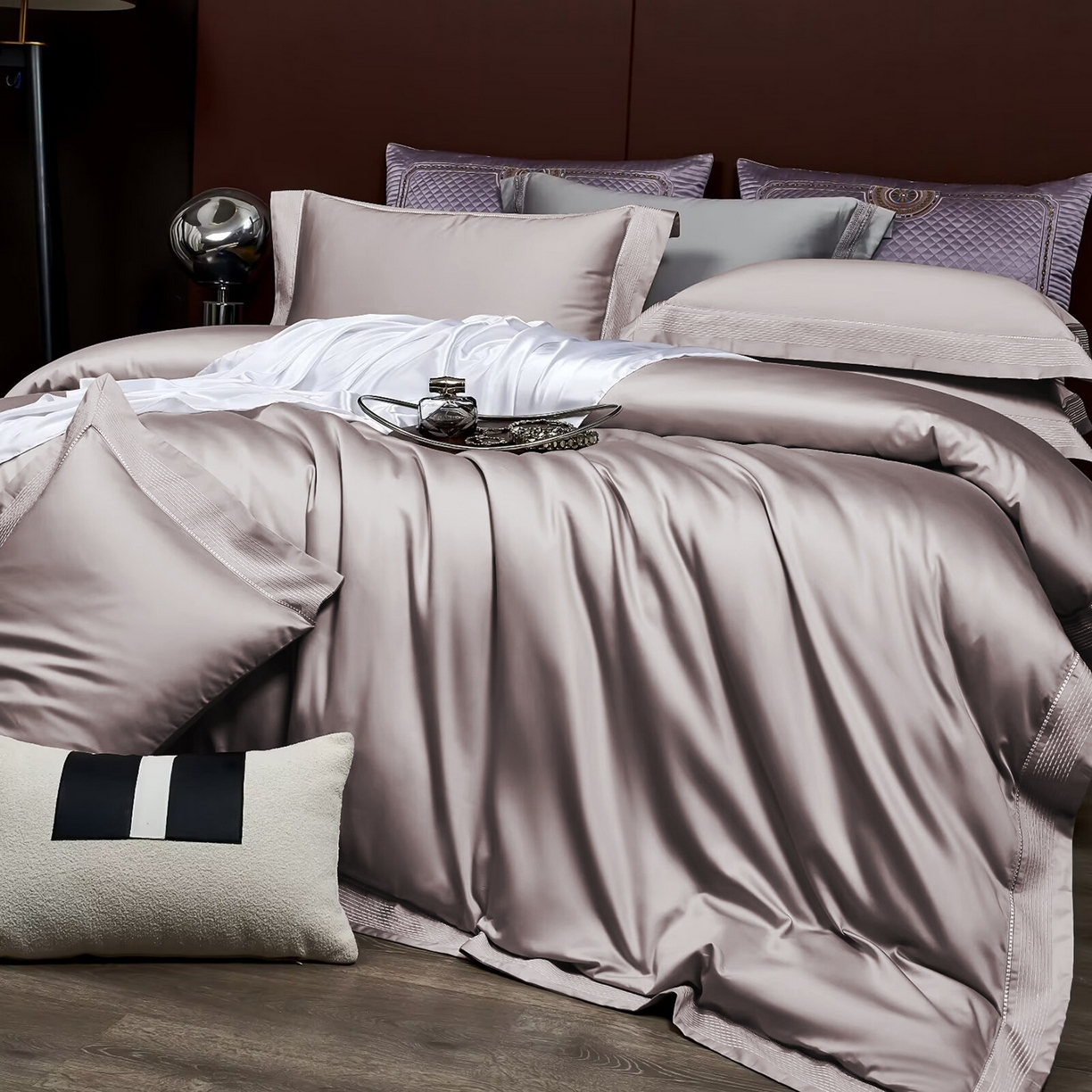 91家纺网 家纺一手货源 找家纺 玖玖爱家纺 2025新款亲肤柔软新疆长绒棉四件套-罗斯 罗斯-优雅紫