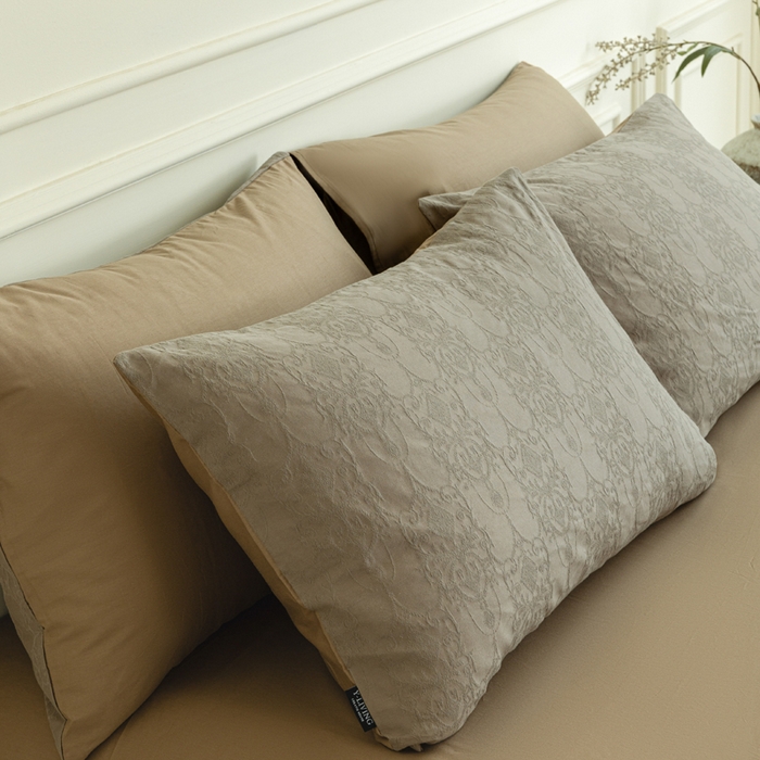 91家纺网 家纺一手货源 找家纺 宜代光年 2025新款厚织全棉大提花系列四件套 西塔-深咖