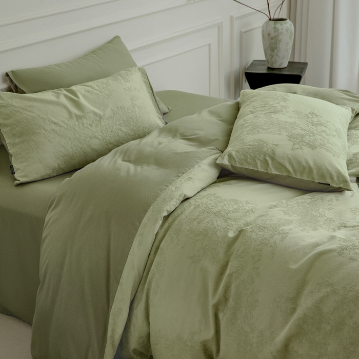 宜代光年 2025新款厚织全棉大提花系列四件套 小郁葱-浅绿