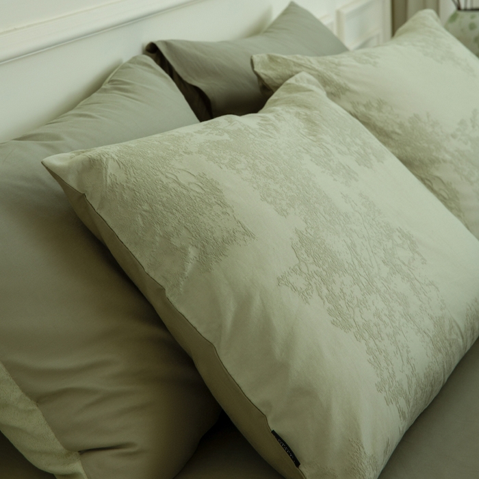 91家纺网 家纺一手货源 找家纺 宜代光年 2025新款厚织全棉大提花系列四件套 小郁葱-浅绿