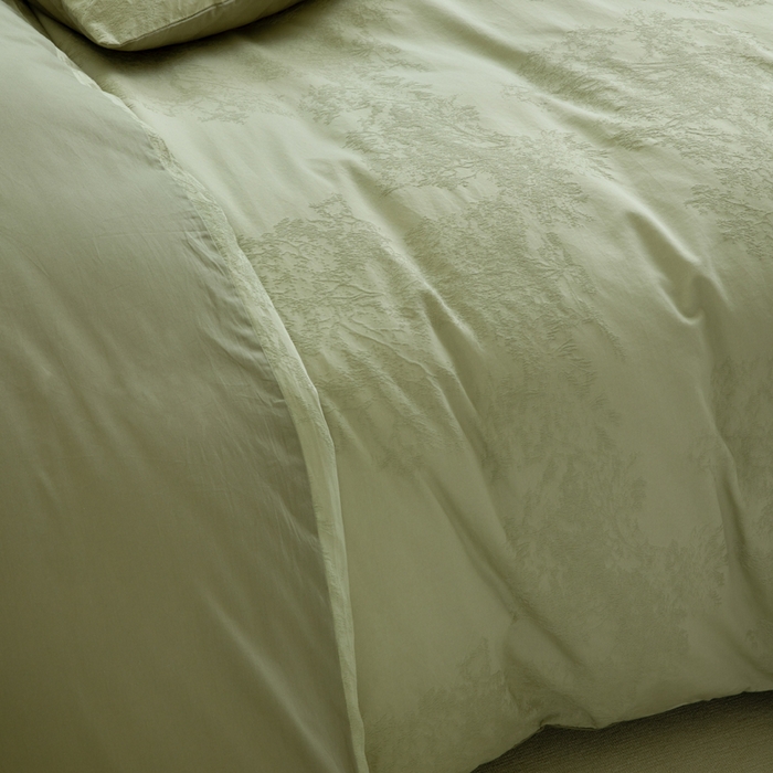 91家纺网 家纺一手货源 找家纺 宜代光年 2025新款厚织全棉大提花系列四件套 小郁葱-浅绿