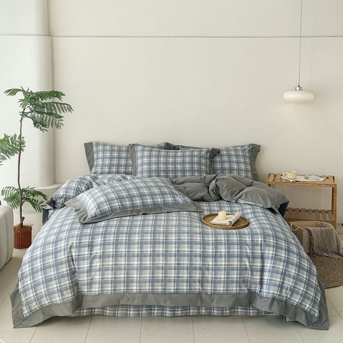 91家纺网 家纺一手货源 找家纺 雨田家纺 2025新款A类汉麻双层纱四件套 快乐时光