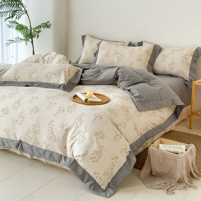 91家纺网 家纺一手货源 找家纺 雨田家纺 2025新款A类汉麻双层纱四件套 青春年华