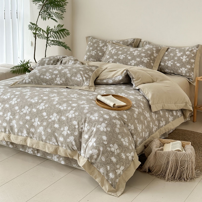 91家纺网 家纺一手货源 找家纺 雨田家纺 2025新款A类汉麻双层纱四件套 轻语