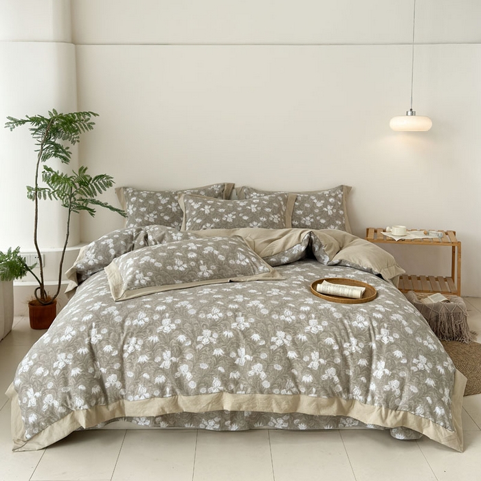 91家纺网 家纺一手货源 找家纺 雨田家纺 2025新款A类汉麻双层纱四件套 轻语