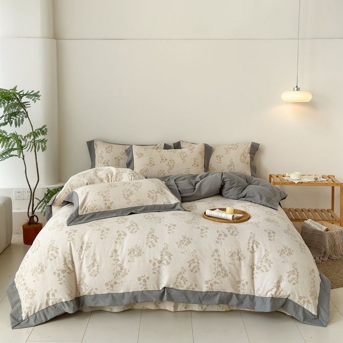 91家纺网 家纺一手货源 找家纺 雨田家纺 2025新款A类汉麻双层纱四件套 青春年华