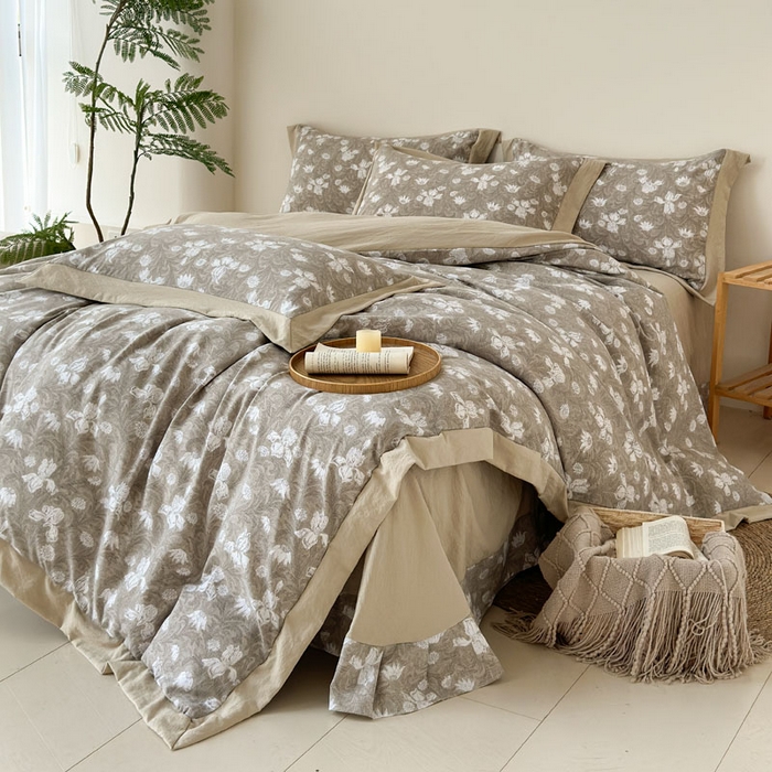 91家纺网 家纺一手货源 找家纺 雨田家纺 2025新款A类汉麻双层纱四件套 轻语