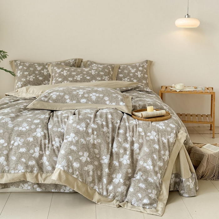 91家纺网 家纺一手货源 找家纺 雨田家纺 2025新款A类汉麻双层纱四件套 轻语