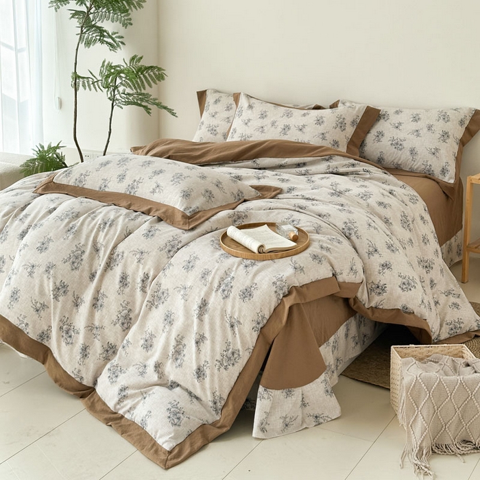 91家纺网 家纺一手货源 找家纺 雨田家纺 2025新款A类汉麻双层纱四件套 维奥