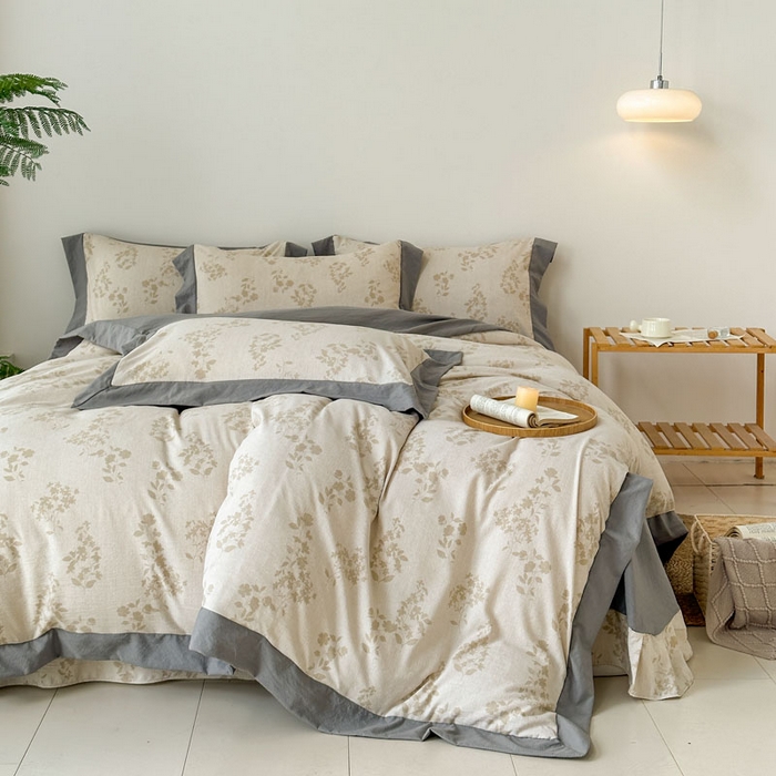 91家纺网 家纺一手货源 找家纺 雨田家纺 2025新款A类汉麻双层纱四件套 青春年华