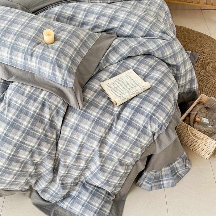 91家纺网 家纺一手货源 找家纺 雨田家纺 2025新款A类汉麻双层纱四件套 快乐时光