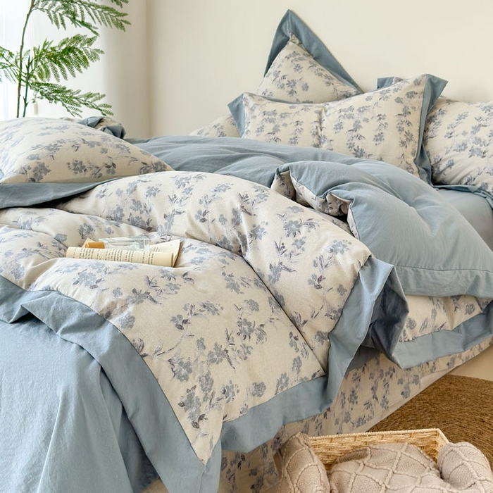 91家纺网 家纺一手货源 找家纺 雨田家纺 2025新款A类汉麻双层纱四件套 繁景如画