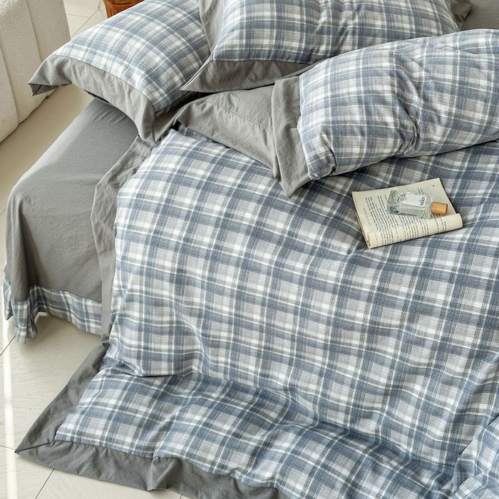 91家纺网 家纺一手货源 找家纺 雨田家纺 2025新款A类汉麻双层纱四件套 快乐时光