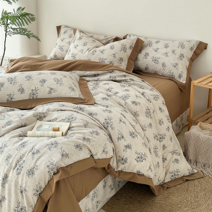 91家纺网 家纺一手货源 找家纺 雨田家纺 2025新款A类汉麻双层纱四件套 维奥