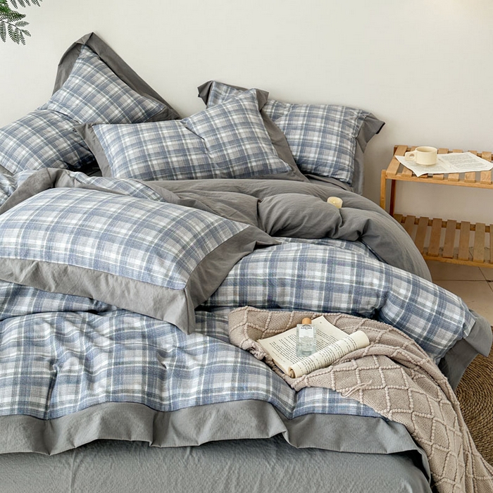 91家纺网 家纺一手货源 找家纺 雨田家纺 2025新款A类汉麻双层纱四件套 快乐时光