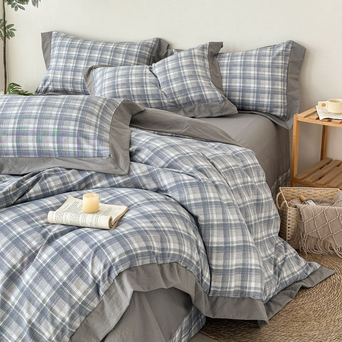 91家纺网 家纺一手货源 找家纺 雨田家纺 2025新款A类汉麻双层纱四件套 快乐时光