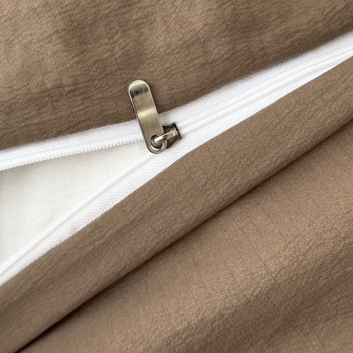 91家纺网 家纺一手货源 找家纺 雨田家纺 2025新款A类汉麻双层纱四件套 格韵-咖