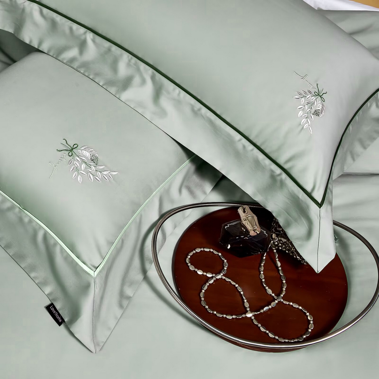 91家纺网 家纺一手货源 找家纺 玖玖爱家纺 2025新款天丝棉磨毛四件套-安雅 安雅-银河绿