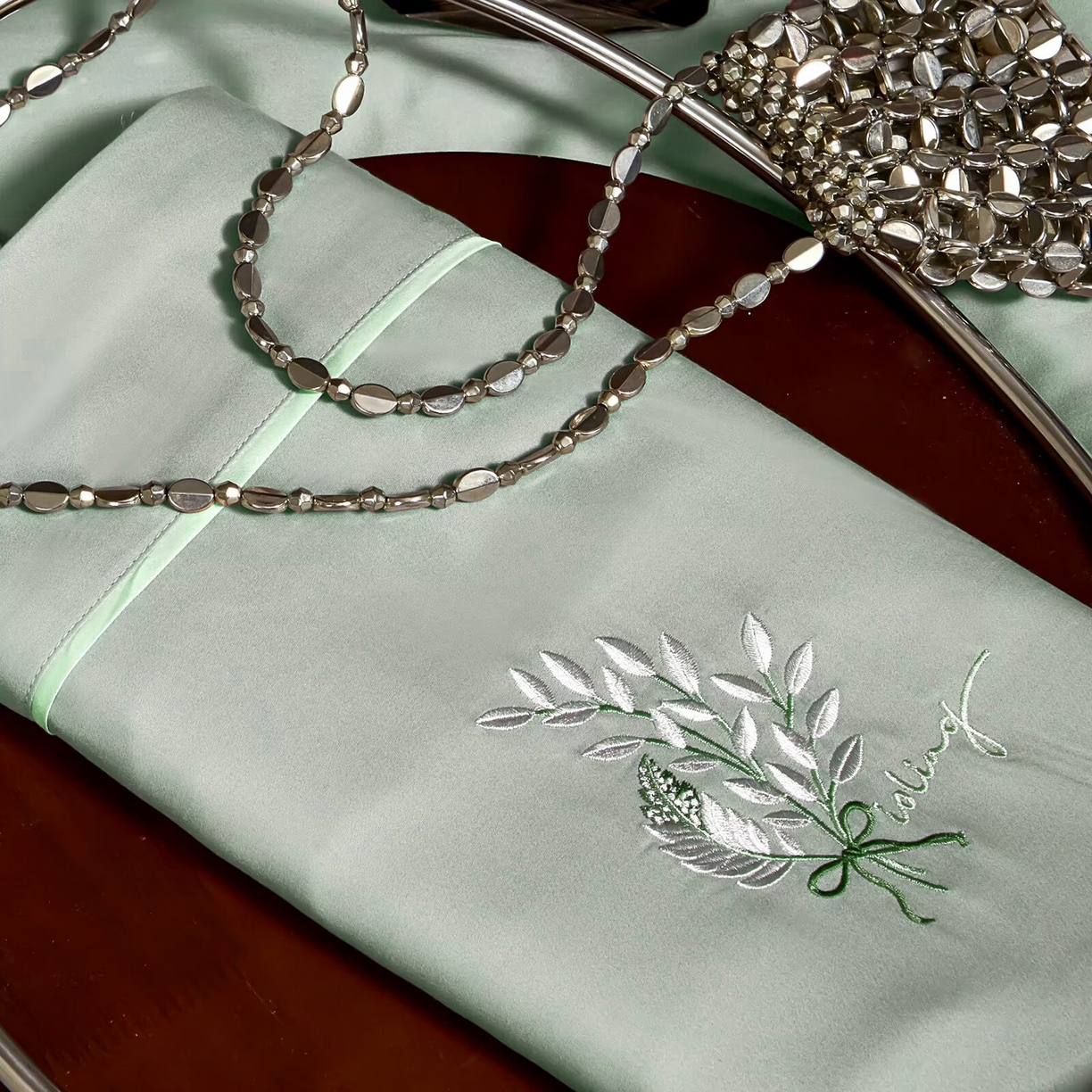 91家纺网 家纺一手货源 找家纺 玖玖爱家纺 2025新款天丝棉磨毛四件套-安雅 安雅-银河绿