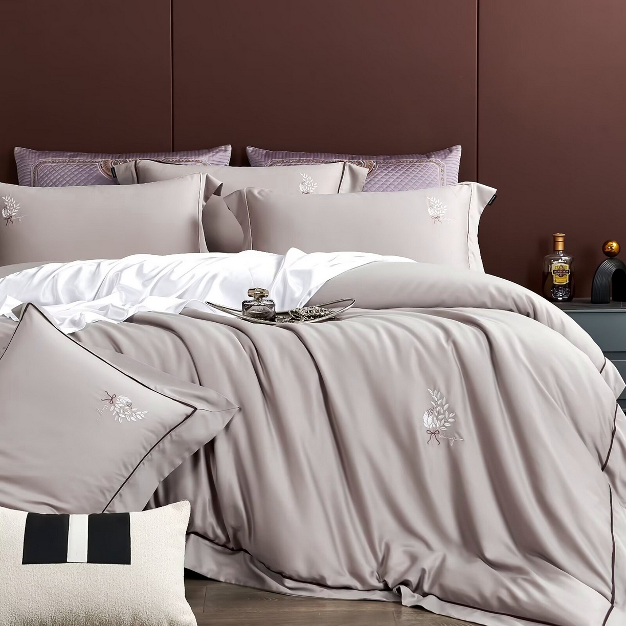 91家纺网 家纺一手货源 找家纺 玖玖爱家纺 2025新款天丝棉磨毛四件套-安雅 安雅-云紫