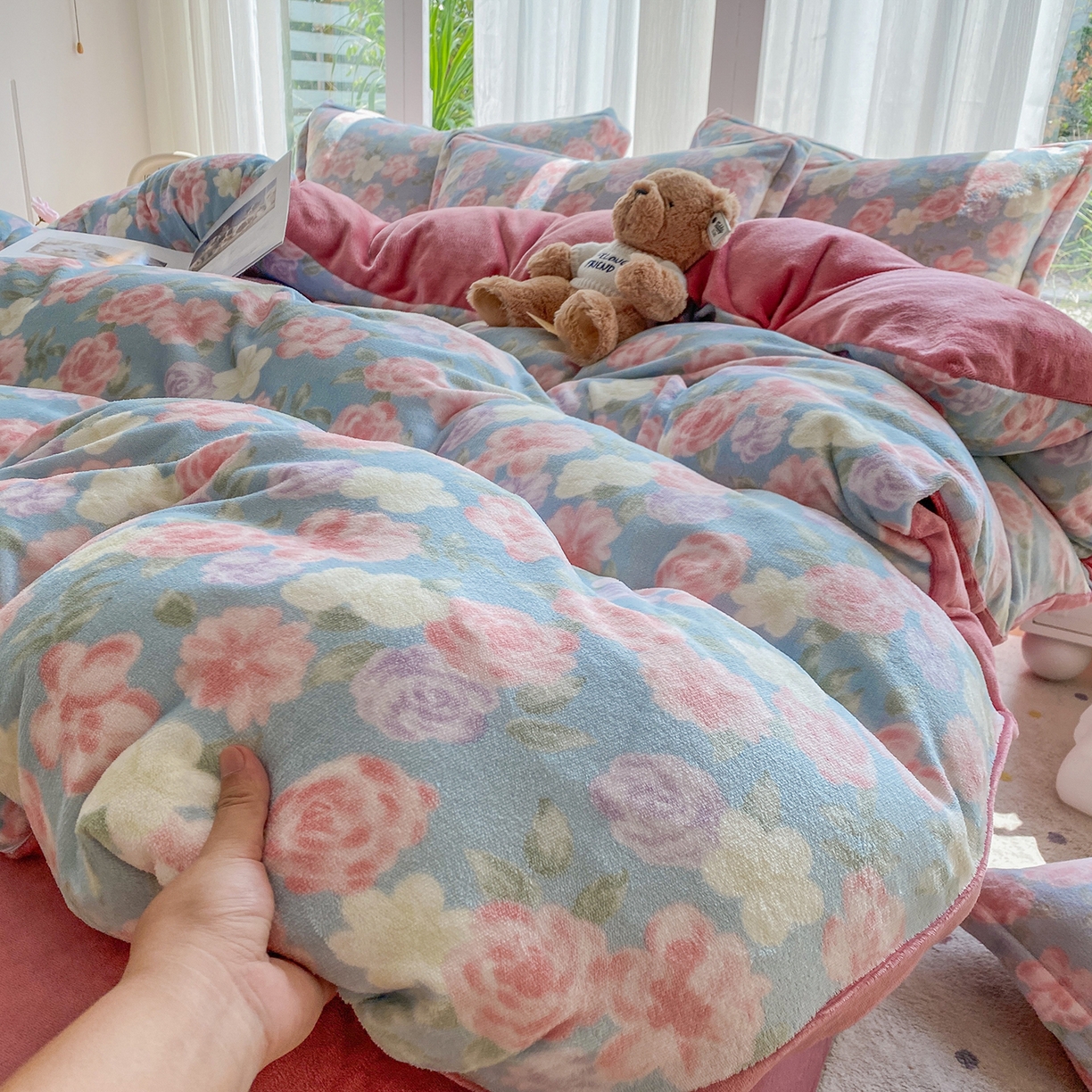 梵克保罗 2025新款A类高克重牛奶绒印花四件套（包含买家秀） 春色兰